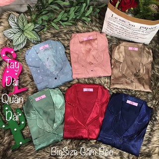 ( BigSize Gấm ) Đồ Bộ BigSize Pijama Gấm Bèo TDQD
