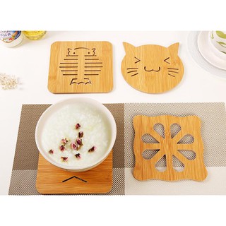 Combo 3 Miếng Lót Nồi, Ly Bằng Gỗ