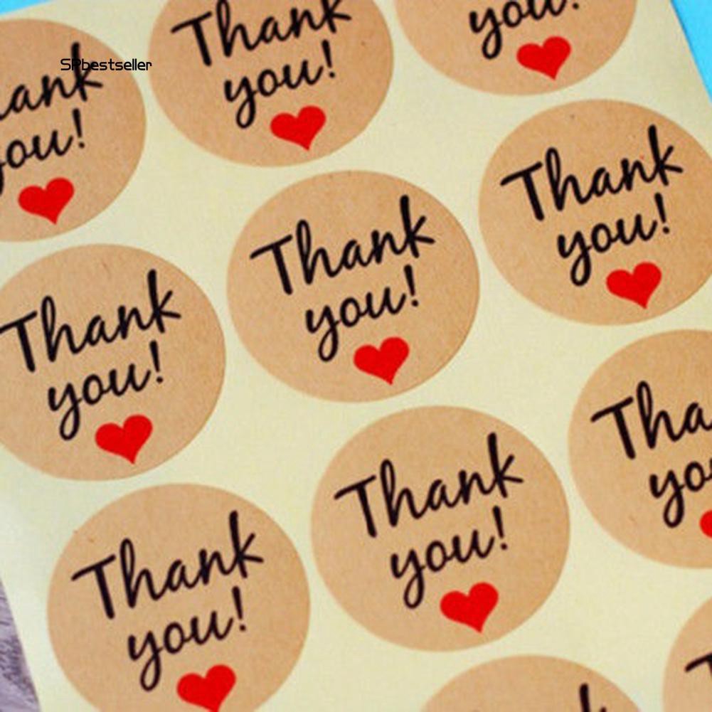Set 120 sticker dán quà bằng giấy kraft hình tròn đường kính 3.5cm in chữ &quot;Thank You!&quot;