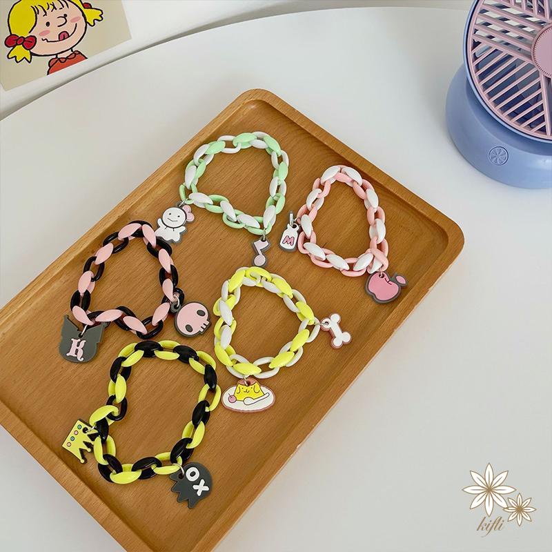 Vòng Tay Màu Đen Họa Tiết Cún Hoạt Hình Dễ Thương Ngọt Ngào Phong Cách Harajuku Nhật Bản