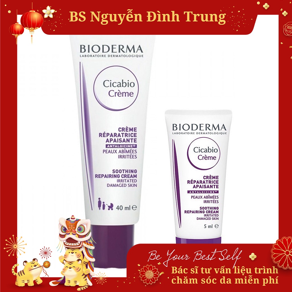 Kem Dưỡng Tái Tạo Hàng Rào Da - Dành Cho Da Tổn Thương Bioderma Cicabio Cream 40ml/5ml- BS Nguyễn Đình Trung