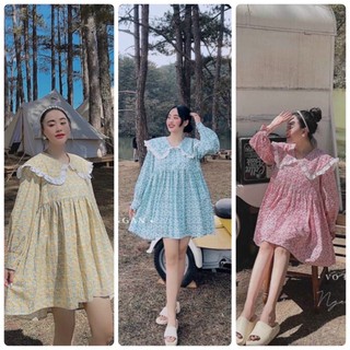 Đầm babydoll hoa cổ bèo