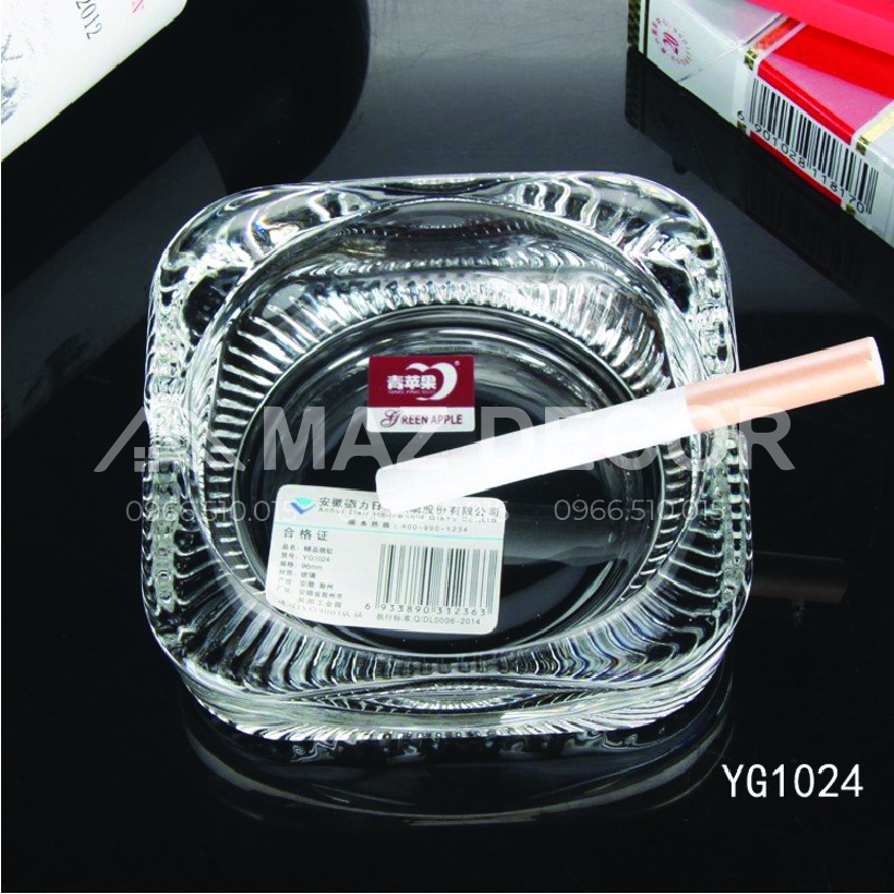 Giá sỉ tại xưởng Gạt tàn thuốc lá bằng thủy tinh 12cm Tròn vuông đẹp giá rẻ dày dặn