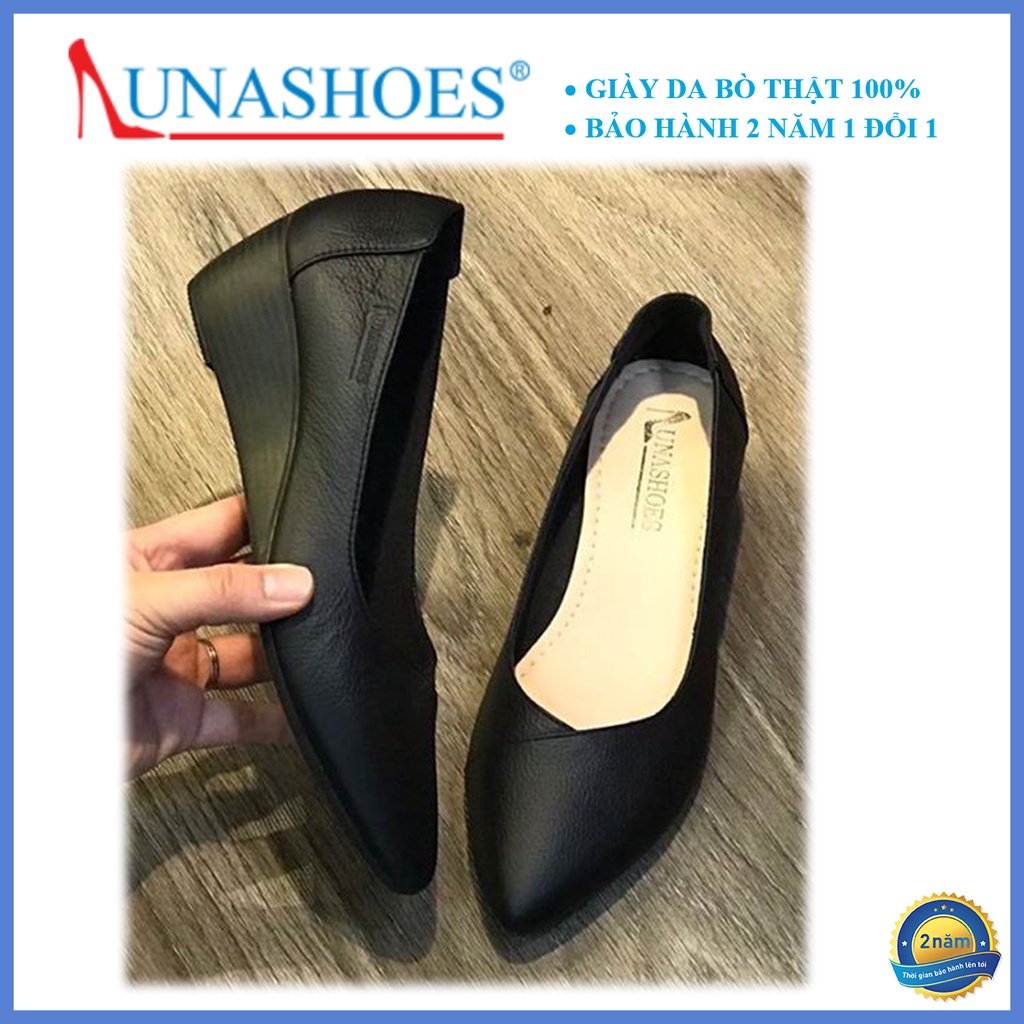 VIP Giày đế xuồng nữ 4p Lunashoes (24809) giầy da bò mũi nhọn cao cấp dễ đi kiểu Hàn quốc êm chân bảo hành 2 năm