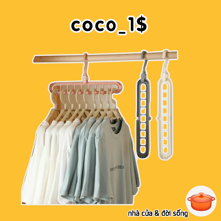 [COCO1$] Combo 2 MÓC PHƠI QUẦN ÁO ĐA NĂNG 9 LỖ CC09SP070