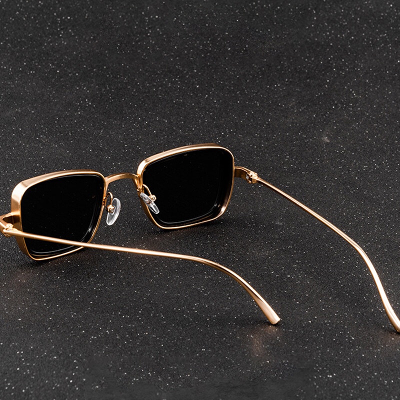 Kính Mát Gọng Vuông Kim Loại Chống Tia UV400 Phong Cách Retro