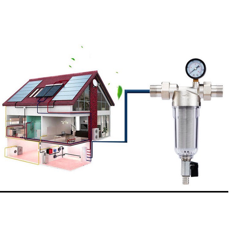 lọc nước sinh hoạt cốc lọc thô đầu nguồn VS-1101 Chất Liệu Đồng cao cấp cổ xoay360 độ đa năng lõi lọc thép