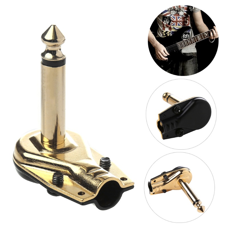 SUN 1/4&quot; 6.35mm Mono Jack Right Angle Plug Flat Male Guitar Effects Pedal Connector