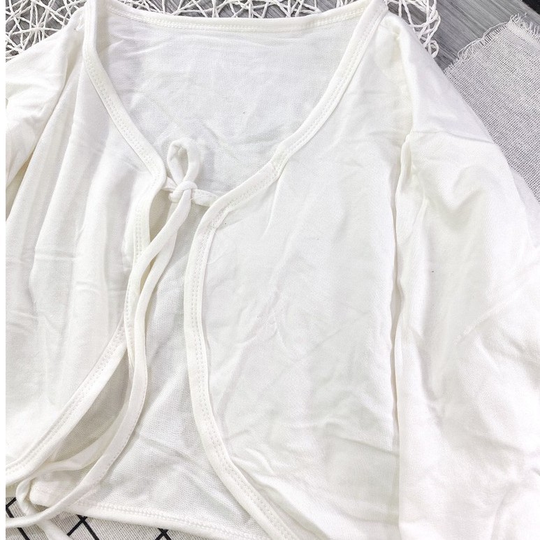 Áo khoác ngoài cardigan croptop nữ màu trắng phong cách hàn quốc
