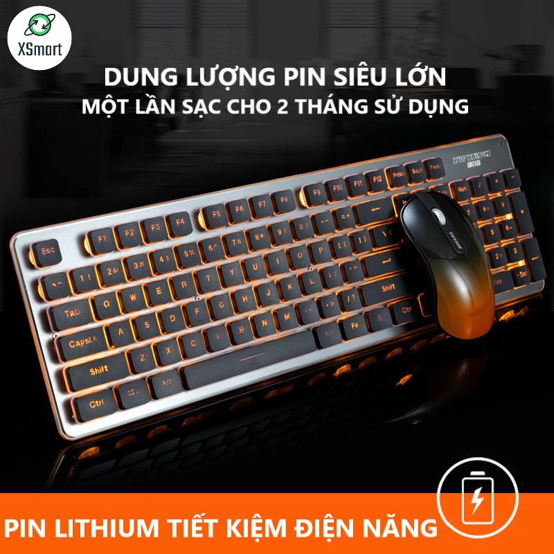 Bộ Bàn Phím Và Chuột Không Dây GLK350 PRO Có Đèn Led Siêu Đẹp, Sử Dụng Pin Sạc Siêu Trâu, Thiết Kế Mới