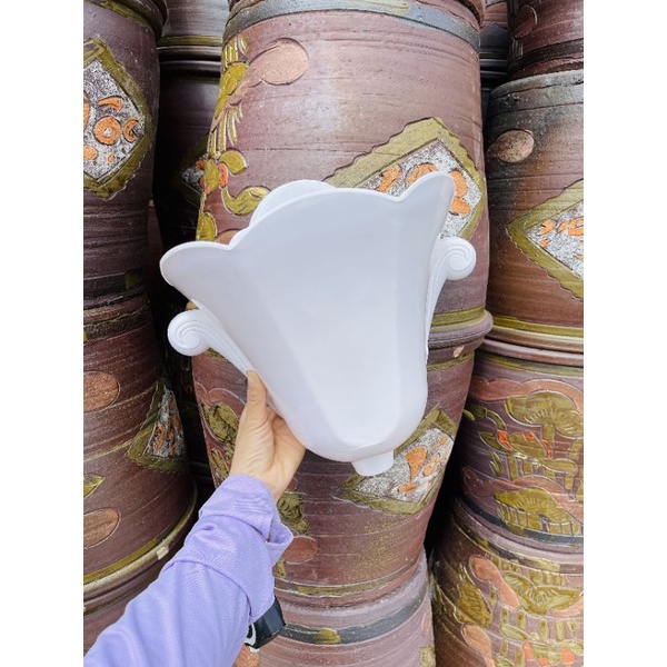 Chậu nhựa giả sứ xịn Ốp Phù Điêu 28x27cm_Chậu ốp tường trang trí, trồng hoa cây cảnh