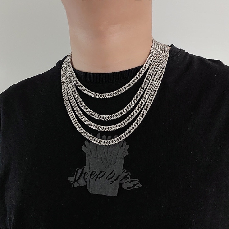 Vòng cổ Cuban Snake 8mm Thép Titan Không Gỉ Phong Cách Hiphop