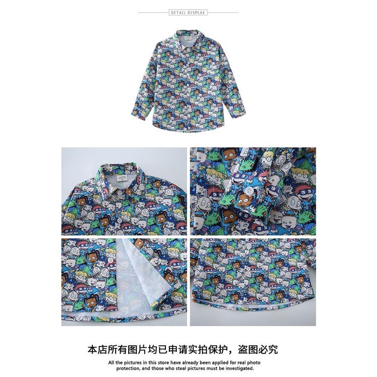 Áo sơ mi tay dài họa tiết hoạt hình độc đáo thời trang mùa thu cho bé