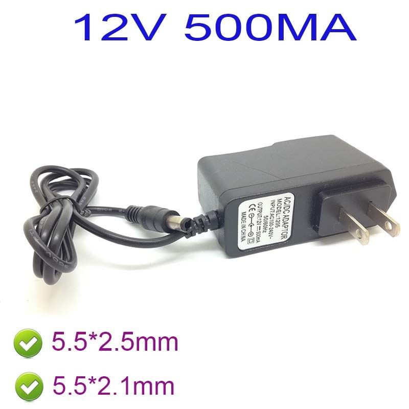 Mới Bộ sạc chuyển đổi AC 12V 500mA 0.5a 5.5 * 2.1mm/ 5.5*2.5mm 5.5x2.1 & 5.5x2.5mm