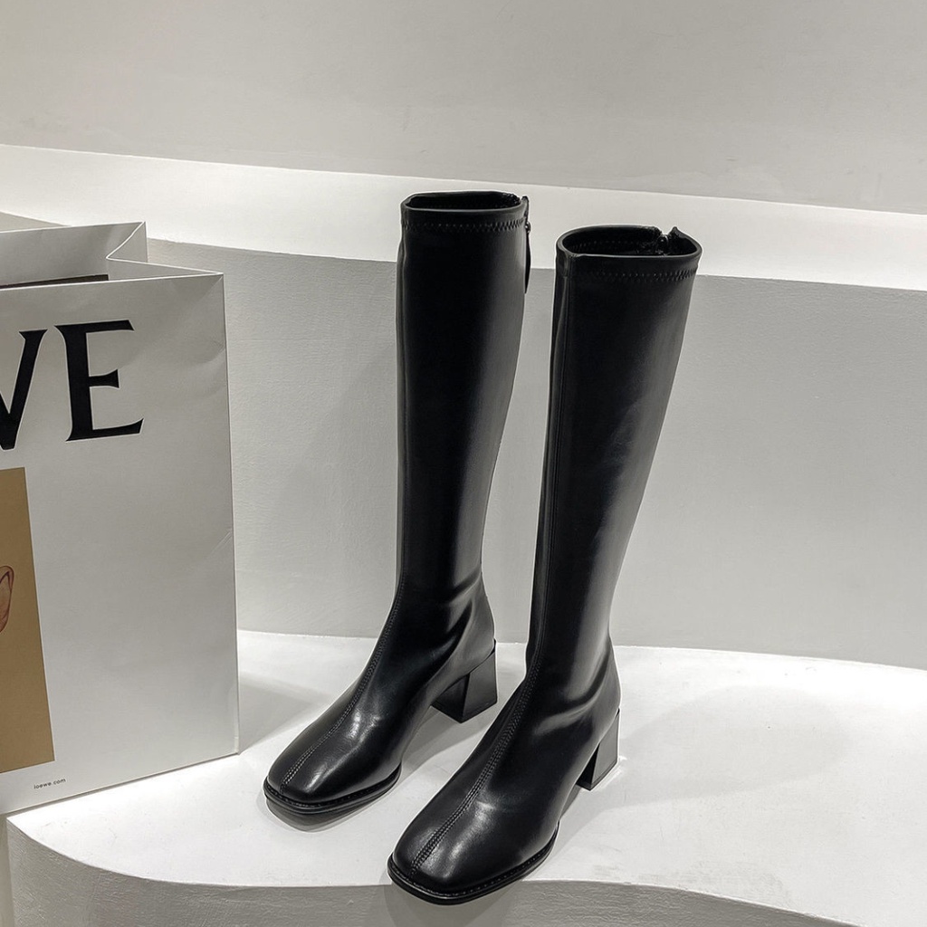 Bốt đùi da đẹp khoá cạnh gót 5 phân lót lông  đi mềm êm chân