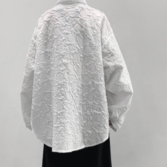 Áo Sơ Mi Tay Ngắn Cổ Đứng Dáng Rộng Họa Tiết Dập Nổi Thời Trang Cho Nam