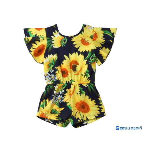 ◕ω◕Sun Flower Toddler Kid Baby Girls Overall Romper Jumpsuit Sunsuit Outfits Summer