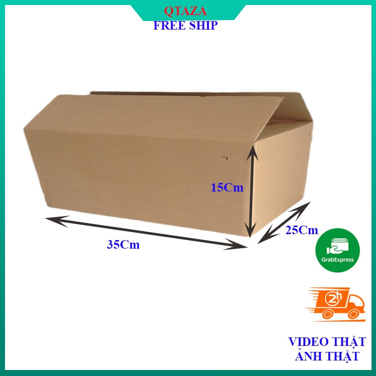 Hộp giấy carton gói hàng, thùng ship cod bìa cứng nhiều lớp sóng giấy kích thước 35*25*15 – QTAZA-01