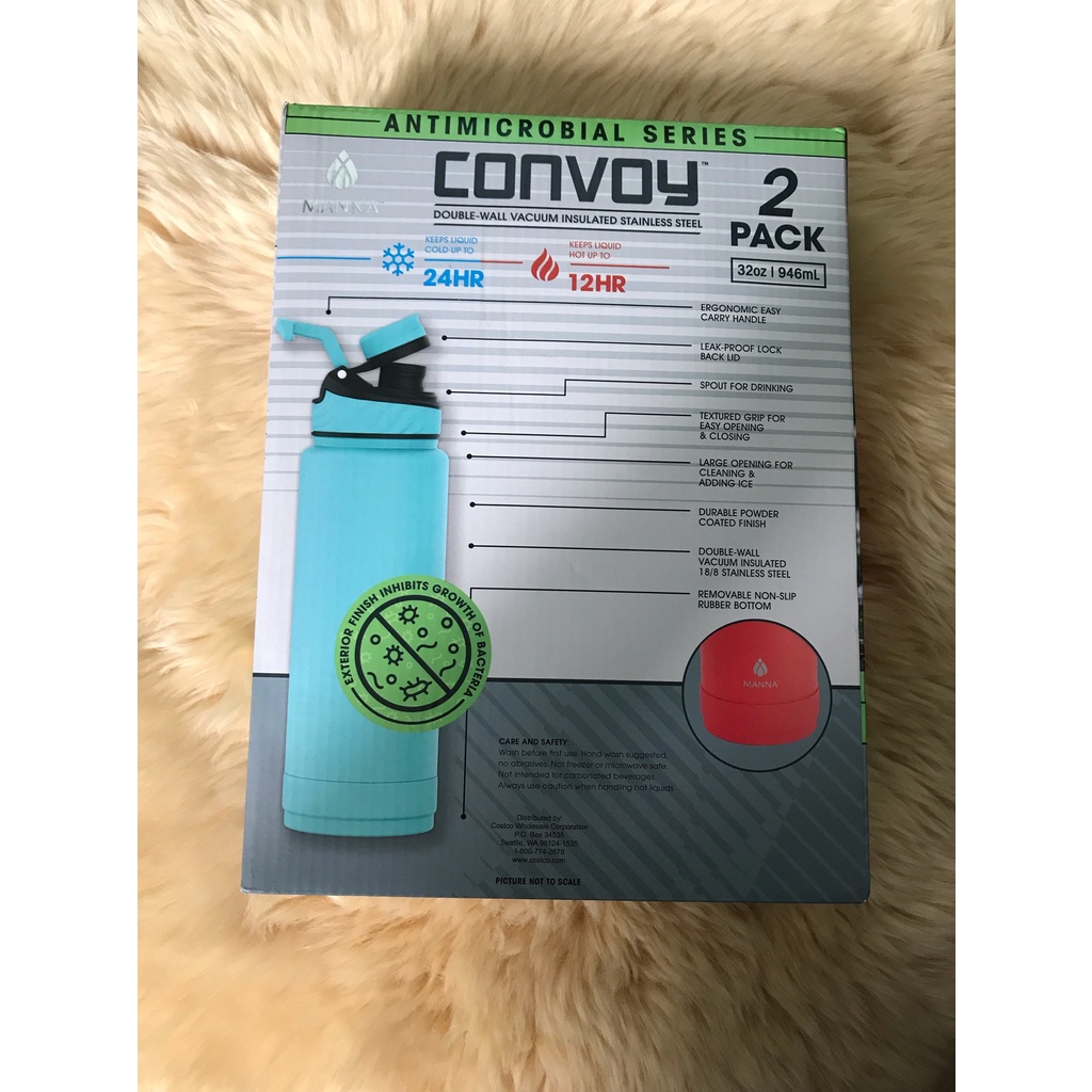 BÌNH GIỮ NHIỆT Manna Stainless Steel Convoy 32oz Water Bottle Mẫu mới 950ml 2021 ( Xanh Lá _ Xanh Dương _Đỏ _ Xanh Nha