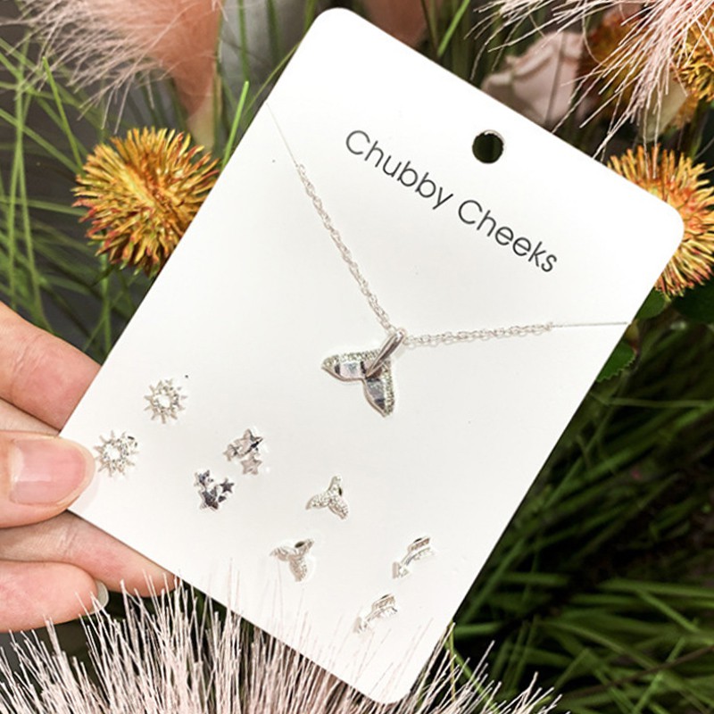 Set dây chuyền + khuyên tai hình trái tim / ngôi sao 20 kiểu phong cách Hàn Quốc