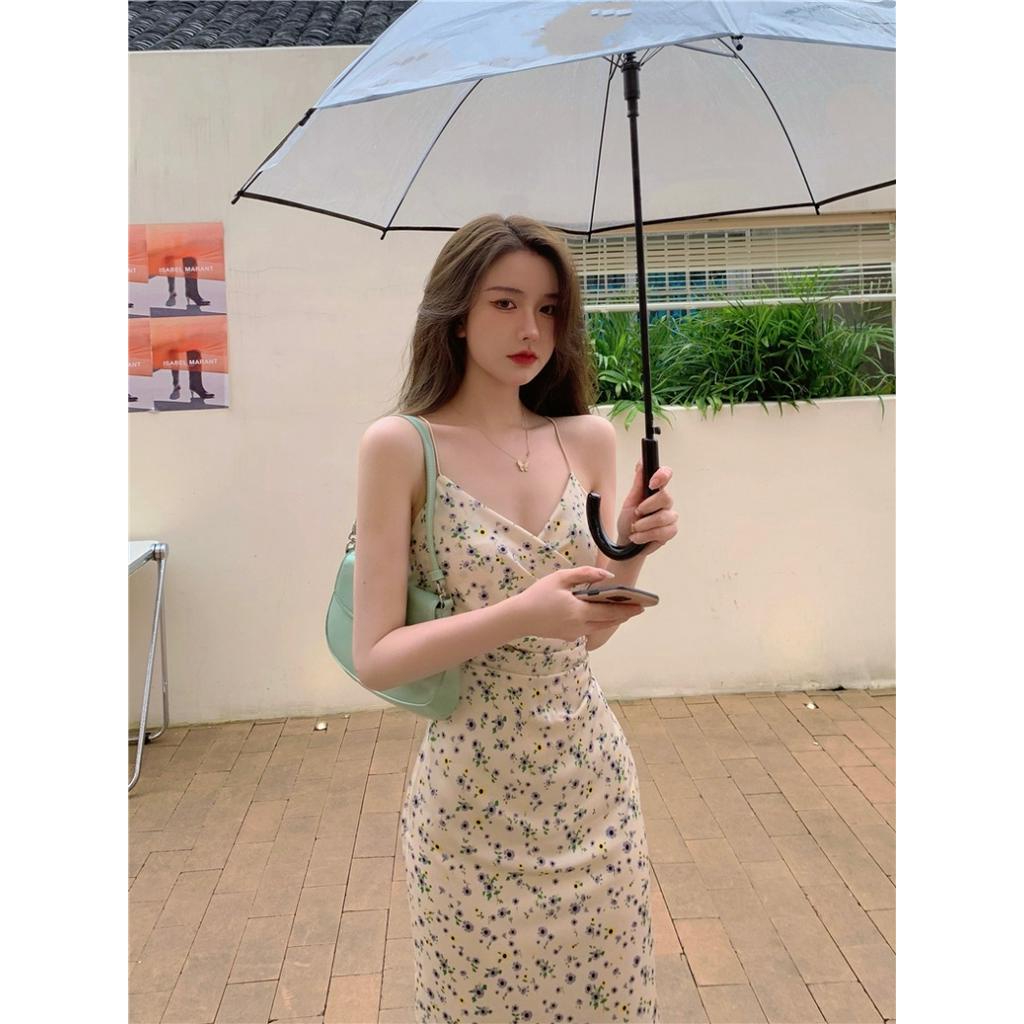 Đầm Dài Dáng Chữ A Họa Tiết Hoa Thời Trang Mùa Hè Quyến Rũ Cho Nữ