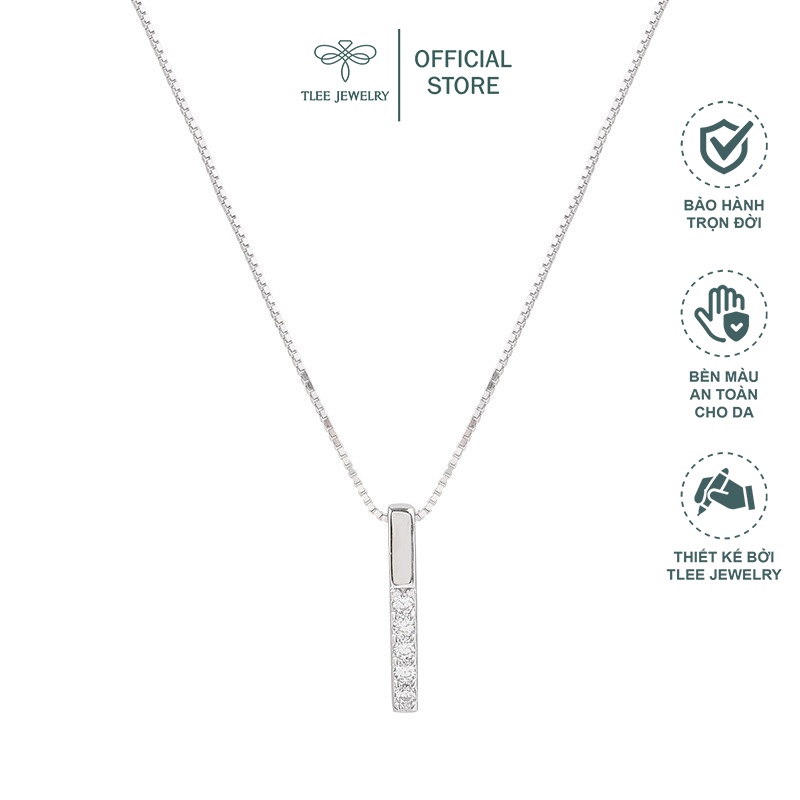 Dây chuyền bạc nữ TLEE mẫu thanh bạc nạm đá lấp lánh TleeJewelry D0124