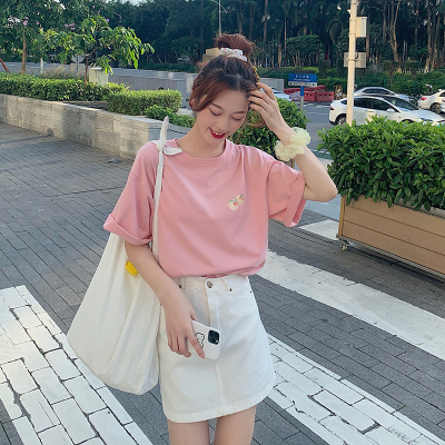 Áo thun dáng dài tay ngắn in họa tiết chữ cái và hình ảnh trẻ trung thời trang cho nữ