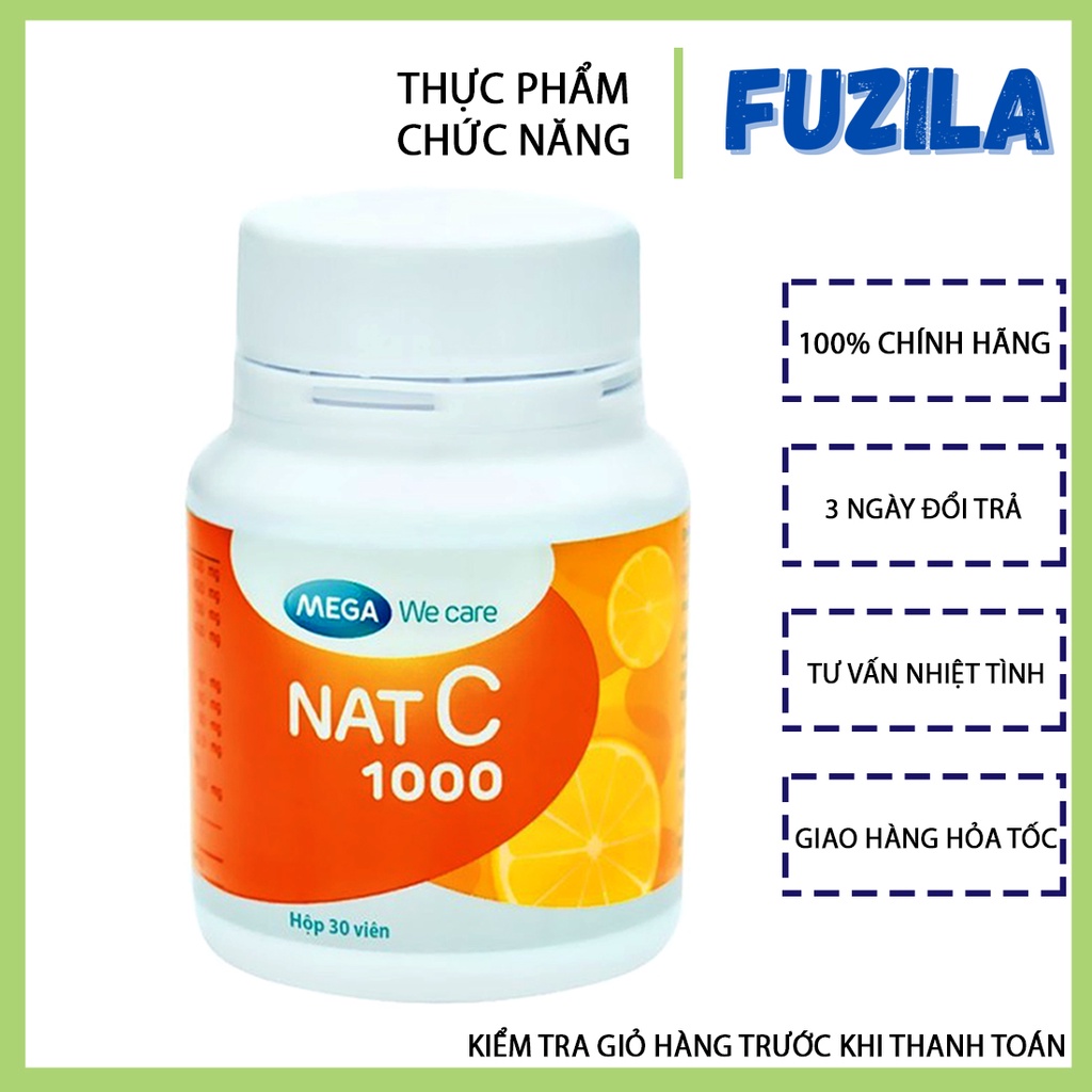 NAT C 1000 Hộp 30 - 60 viên uống Vitamin C NATC 1000mg - Mega we care Minh Khang Pharmacy Minh Khang Pharmacy