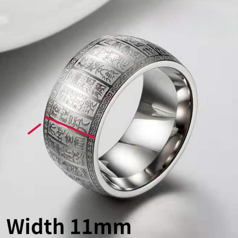 Nhẫn đeo tay kim loại khắc chữ phật giáo cho nam