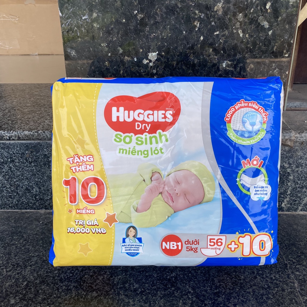 Miếng lót Huggies size NB1 64, NB2 40, NB74 Tã dán lọt lòng
