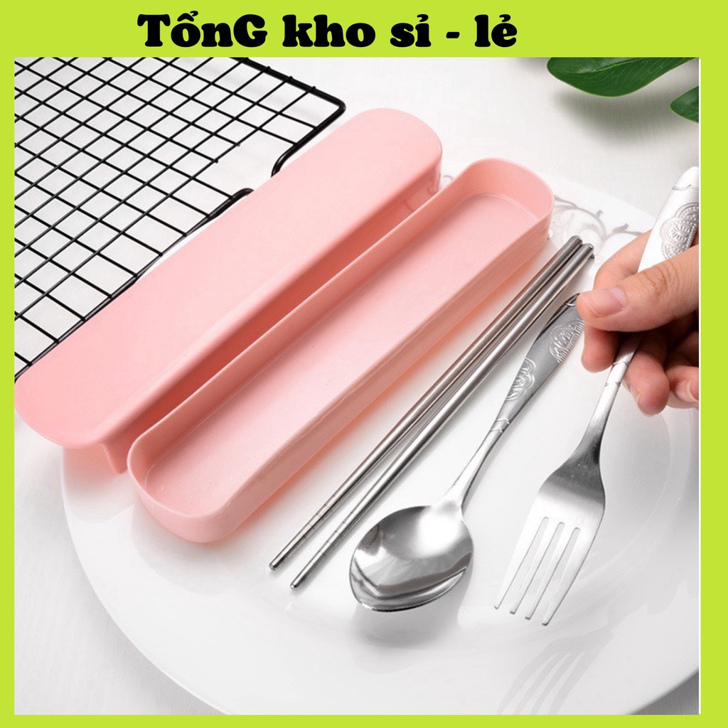 Bộ Đũa Thìa Dĩa INOX Loại Tốt Cho Dân Văn Phòng, Sinh Viên, Đi Picnic Dã Ngoại ( Có Hộp) 88085 tổng kho sỉ vp88