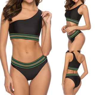 FREESHIP ĐƠN 99KWomen's Sexy Bikini One Shoulder Solid Color Split Swimsuit