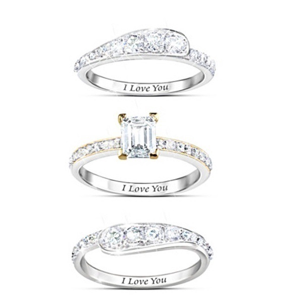 New fashion trend diamond ring European and American micro-set zircon ring engagement ring