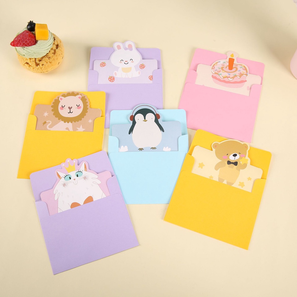 Thiệp chúc mừng sinh nhật quà tặng happy birthday 6 mẫu DABU hình con vật hoạt hình dễ thương cute