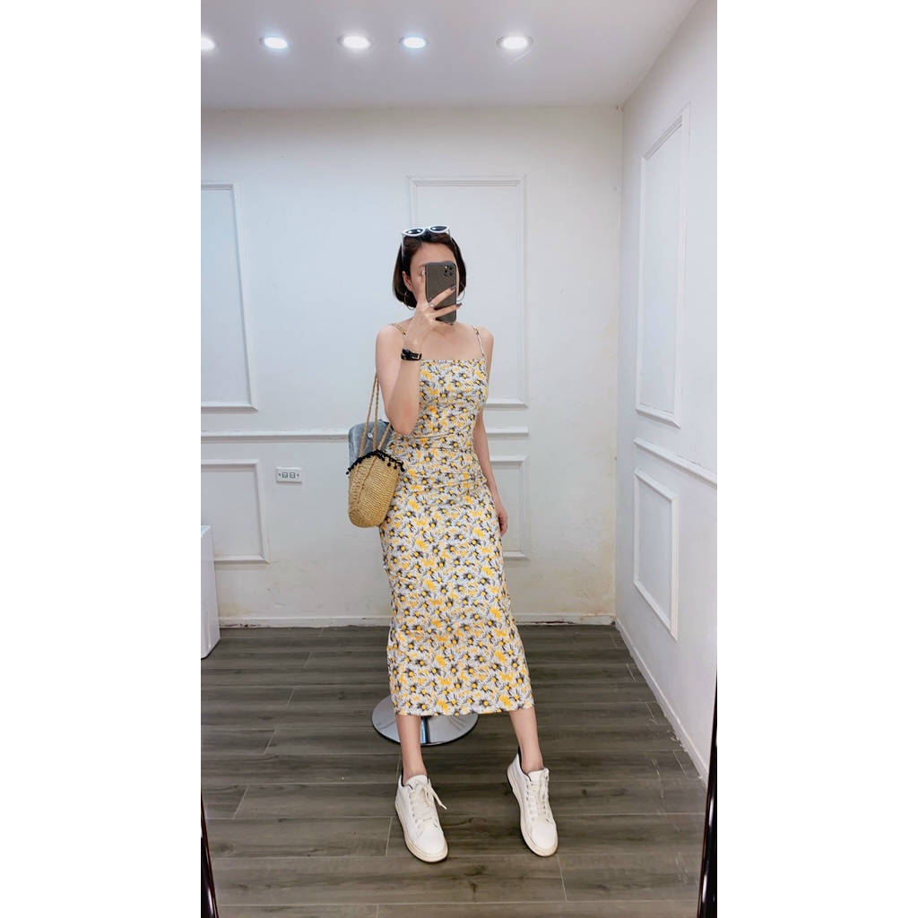 Đầm Maxi ZR 2 Dây Hoa Cúc - Hàng xuất dư 100%