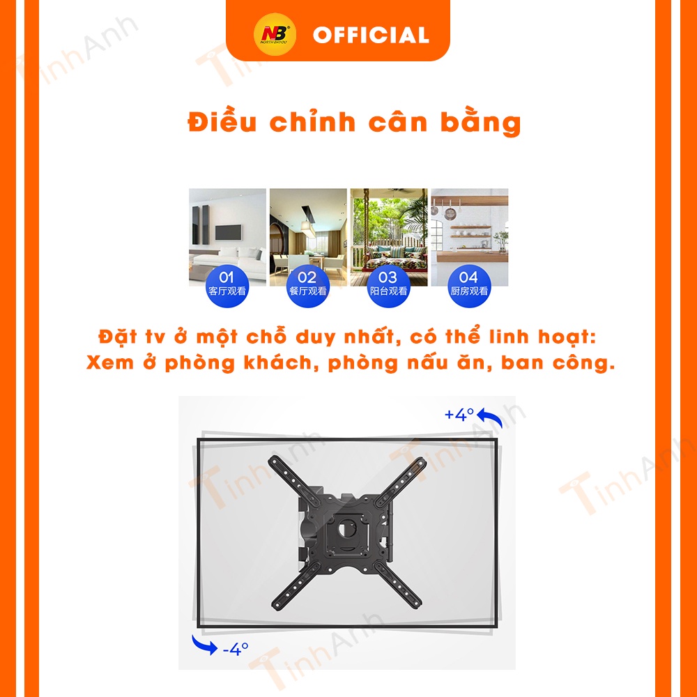 Giá treo Tivi góc treo tường NB P4 32 - 55 inch - Xoay đa năng 180 Độ - 2021