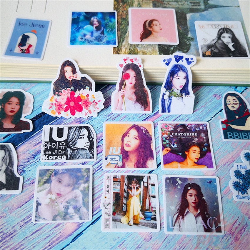 Bộ 40 Sticker Dán Trang Trí Album Ảnh Diy Hình Ca Sĩ Iu Lee Ji Eun Q-1 Dễ Thương