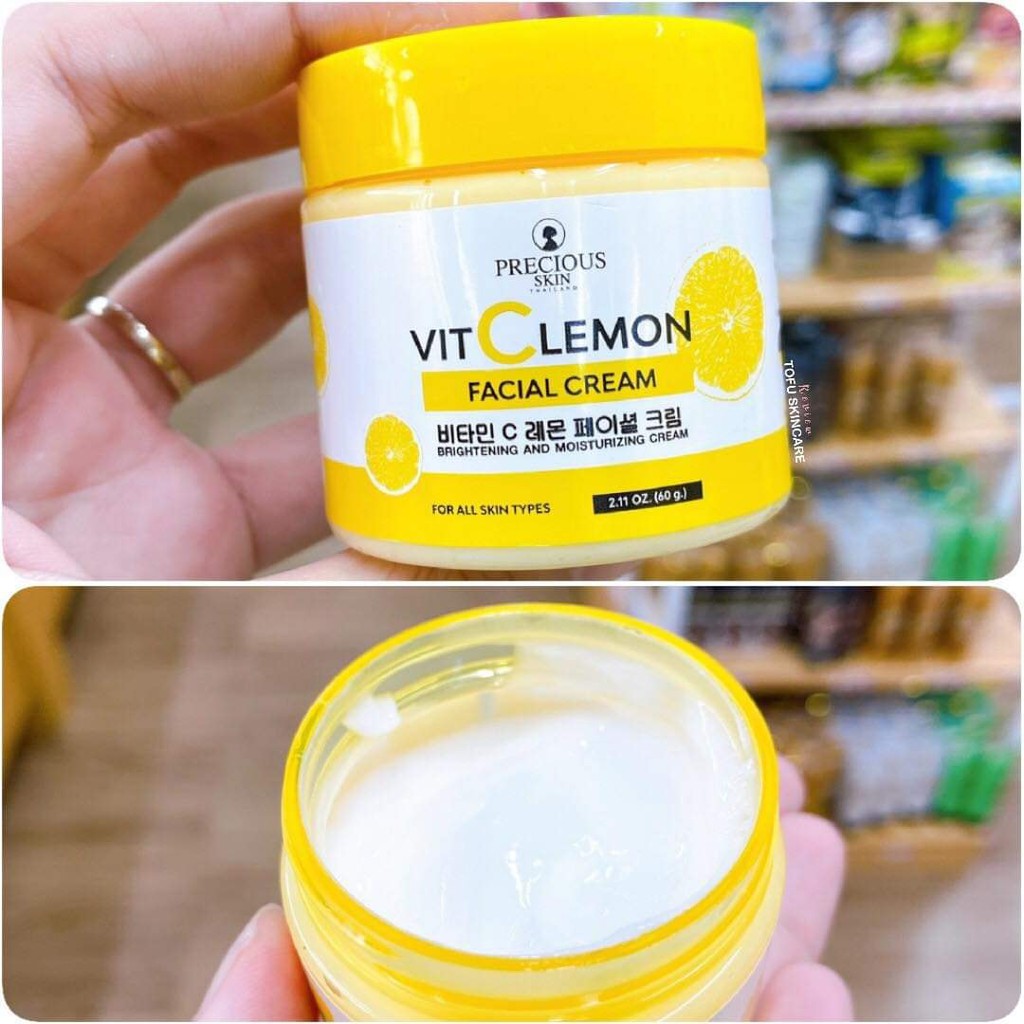 (Hộp giấy) 01 Hủ Kem Dưỡng Ẩm Sáng Da Mặt VIT C LEMON FACIAL CREAM 60gram Thái Lan