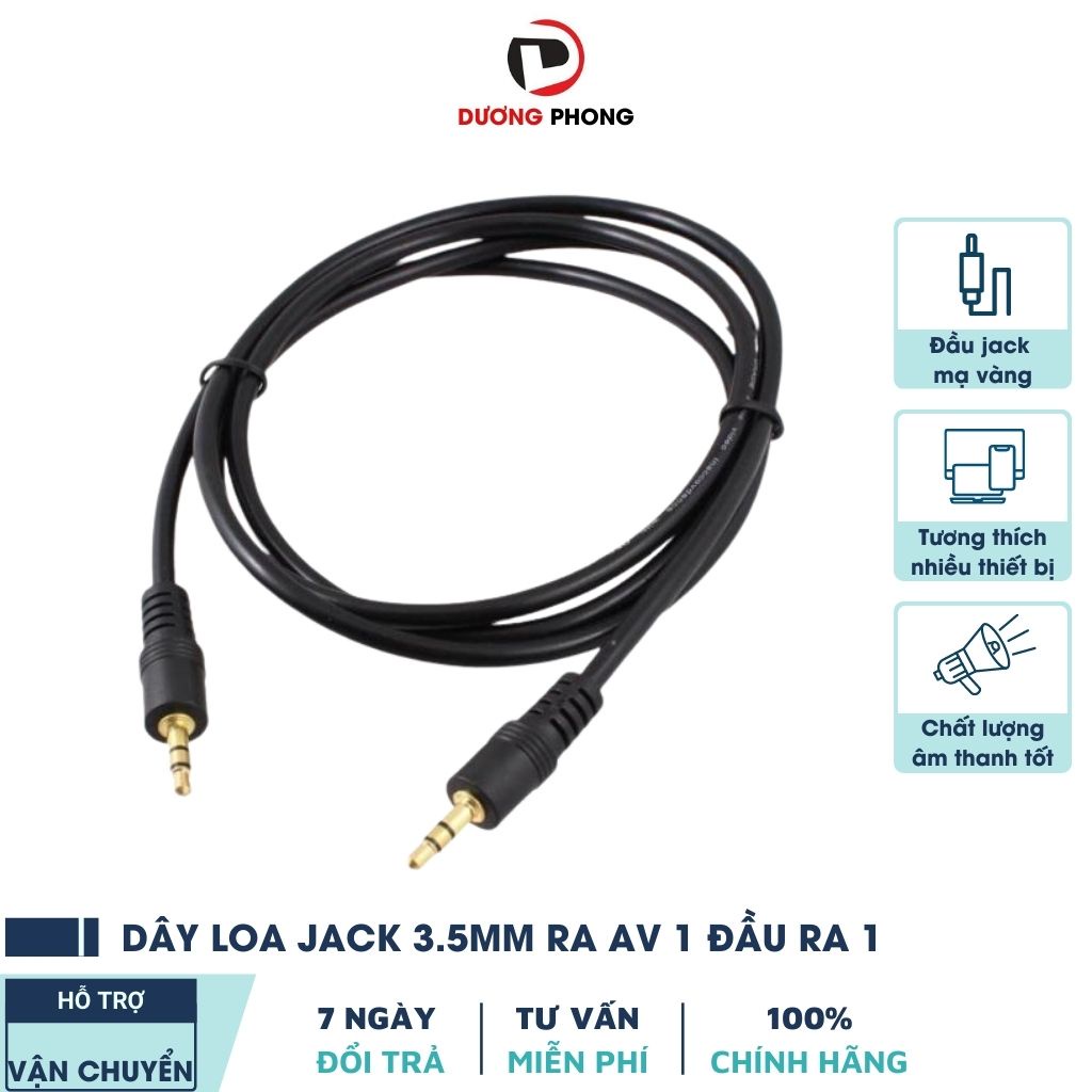 Dây loa 1 ra 1 jack 3.5 dài 1,5m dây loa 3.5 hai đầu đực