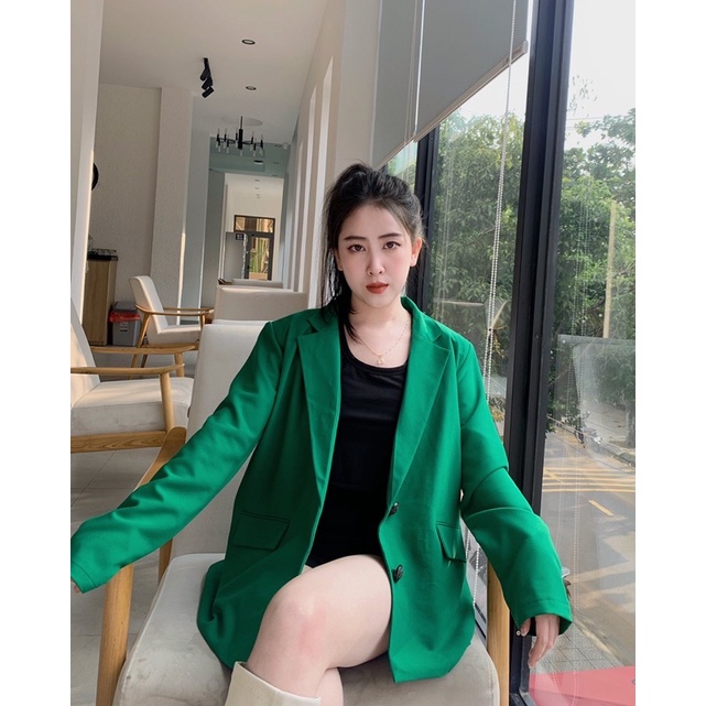 Blazer thụng thiết kế xanh lá