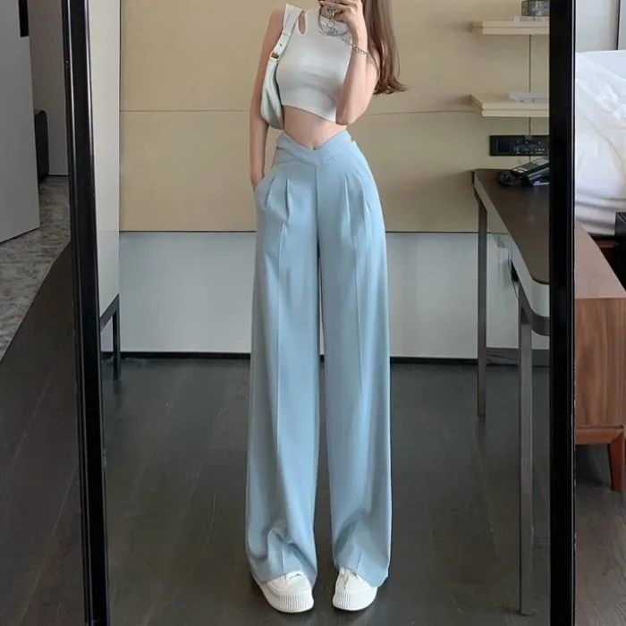 Quần Dài Ống Rộng Lưng Cao Màu Đen Phong Cách Retro Thời Trang Cho Nữ