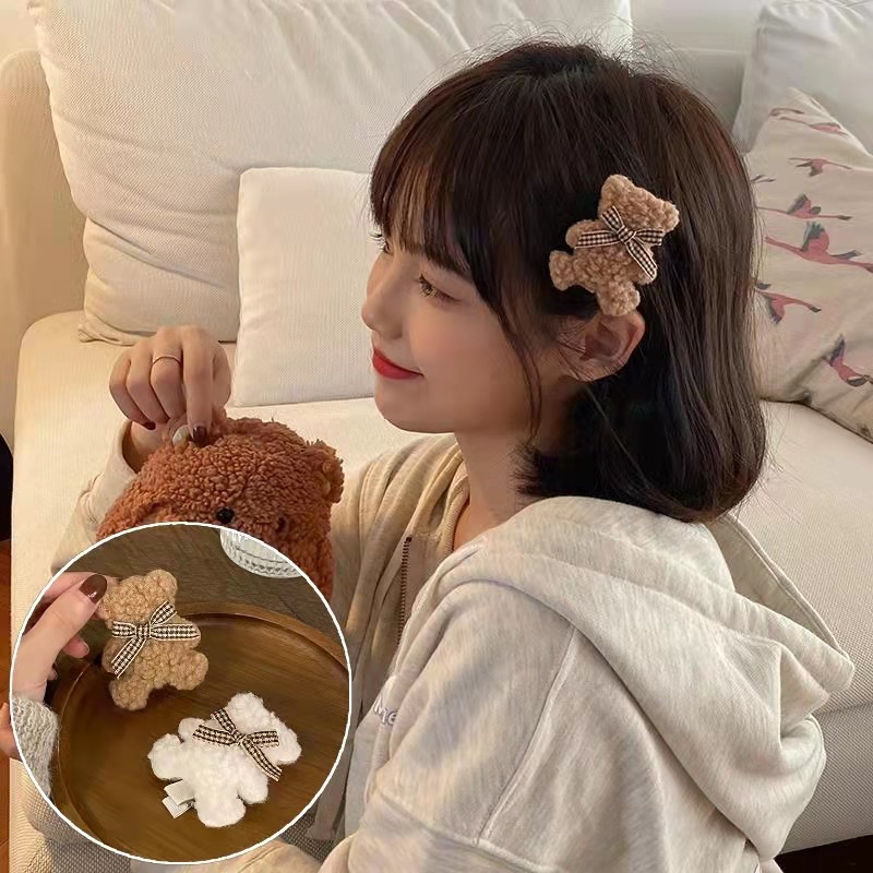 Kẹp Tóc Hình Gấu Bông Dễ Thương Thời Trang Hàn Quốc