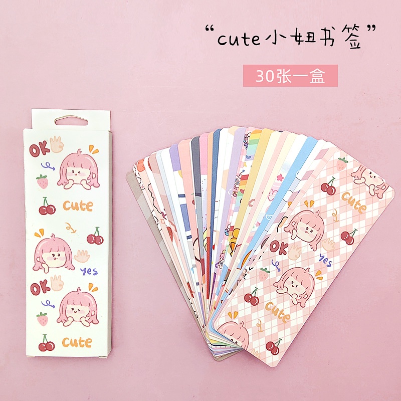 Hộp 30 thẻ đánh dấu trang sách hình gấu dễ thương tiện lợi