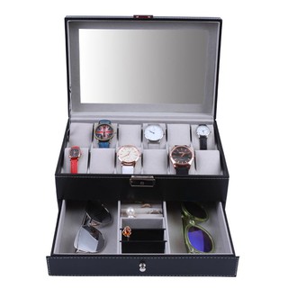 HỘP ĐỰNG 12 CHIẾC ĐỒNG HỒ, KÍNH MẮT VÀ ĐỒ TRANG SỨC 2 TẦNG THỂ HIỆN ĐẲNG CẤP NGƯỜI DÙNG