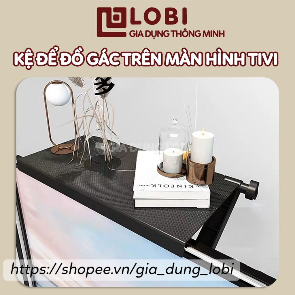 Kệ để đồ gác trên màn hình tivi máy tính bằng nhựa ABS màu đen để đồ tiện lợi