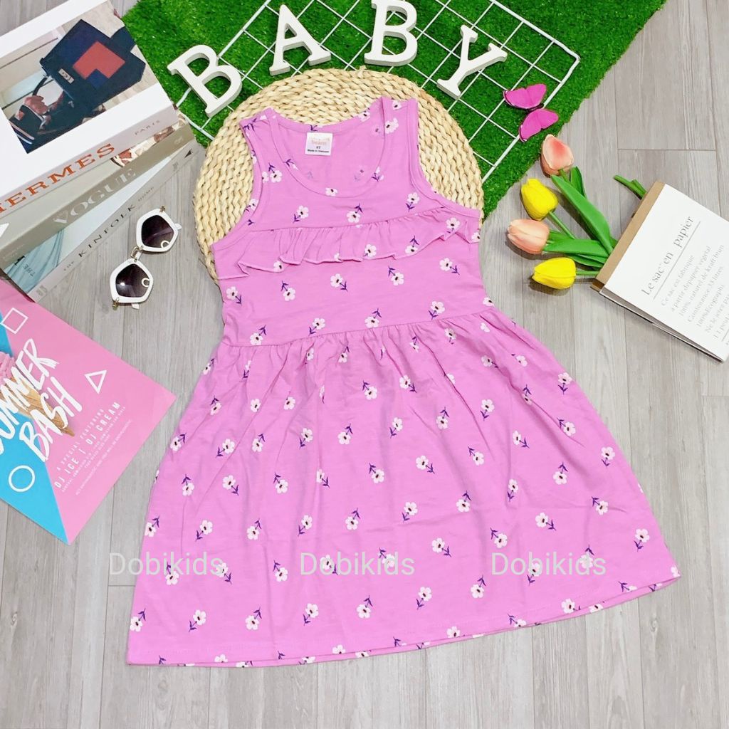 Váy Bé Gái  Đầm Thun Cho Bé Cotton xuất dư xịn siêu mềm mát co giãn họa tiết xinh xắn