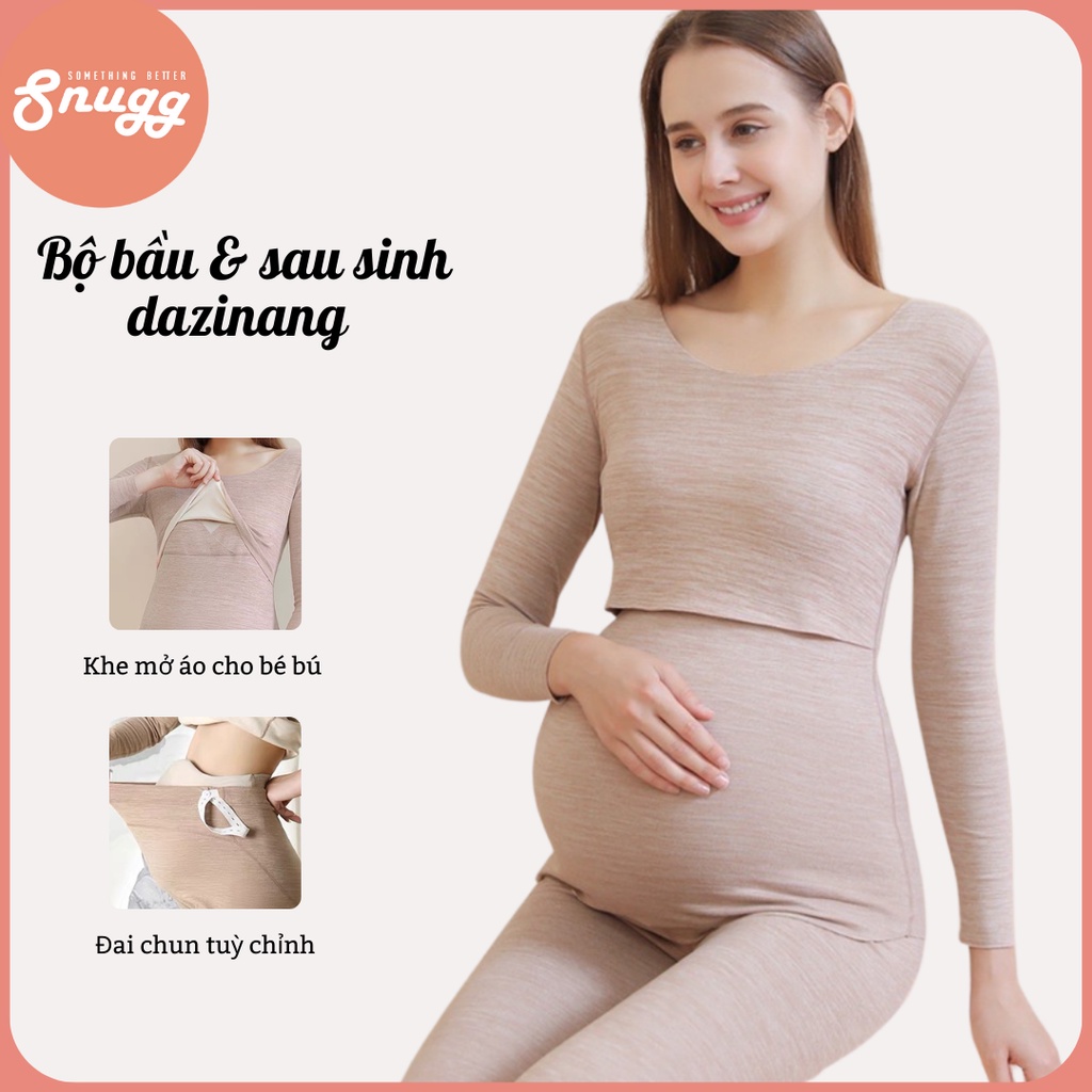 Bộ ngủ bầu và cho con bú giữ nhiệt thon gọn cổ tròn Snugg Việt SNU2110