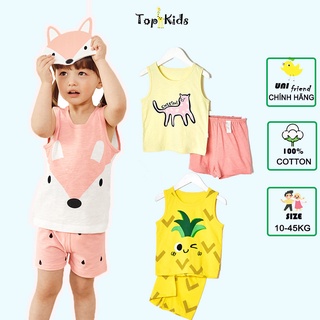 Bộ đồ COTTON cao cấp, bé trai, bé gái DỨA- Unifriend Hàn Quốc -bộ 3 LỖ mùa hè, từ 10- 50kg, Topkid_vietnam