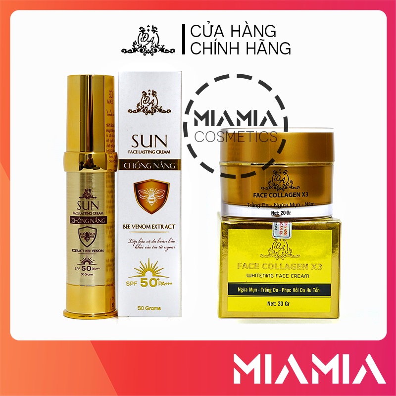 Combo Kem Face Colagen X3 và Kem Chống Nắng Đông Anh Collagen X3 chính hãng