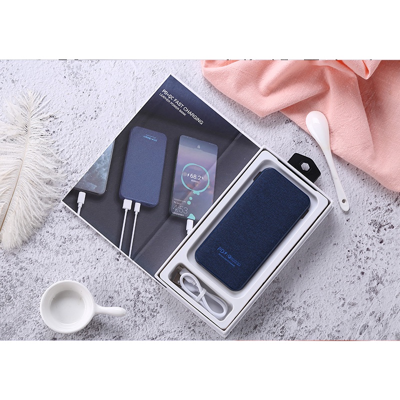 Pin dự phòng FONENG Q18 Sạc nhanh PD + QC 3.0 10000mAh 18W bọc vải Sang Trọng Cá Tính